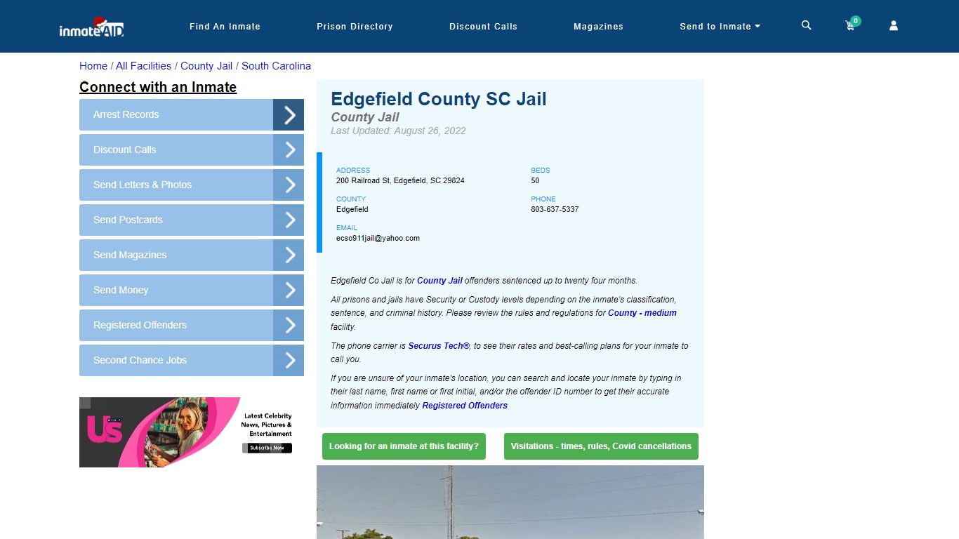 Edgefield County SC Jail - Inmate Locator - Edgefield, SC